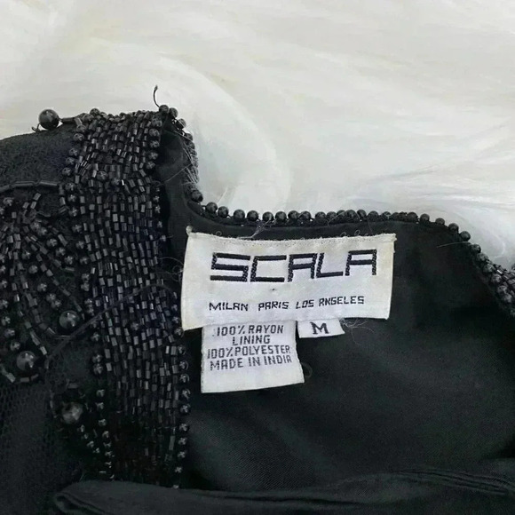 Scala Womens Medium Vintage Lace Beaded Floral Open Jacket Black Beaded - Picture 4 of 9